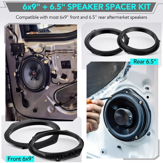 Alt view image 5 of 5 - 6x9 Front and 6.5 Rear Car Speaker Adapter Mount Brackets No Wire Harness