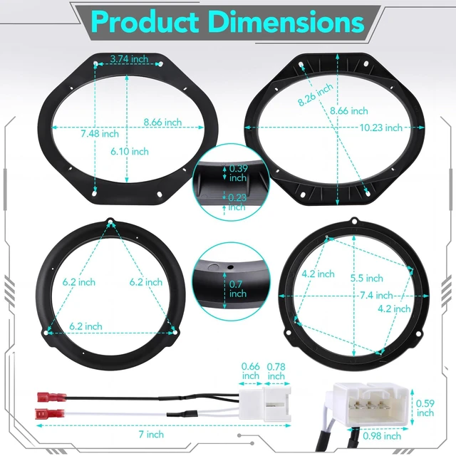 Alt view image 2 of 5 - 6x9 Front and 6.5 Rear Car Speaker Adapter Mount Brackets No Wire Harness