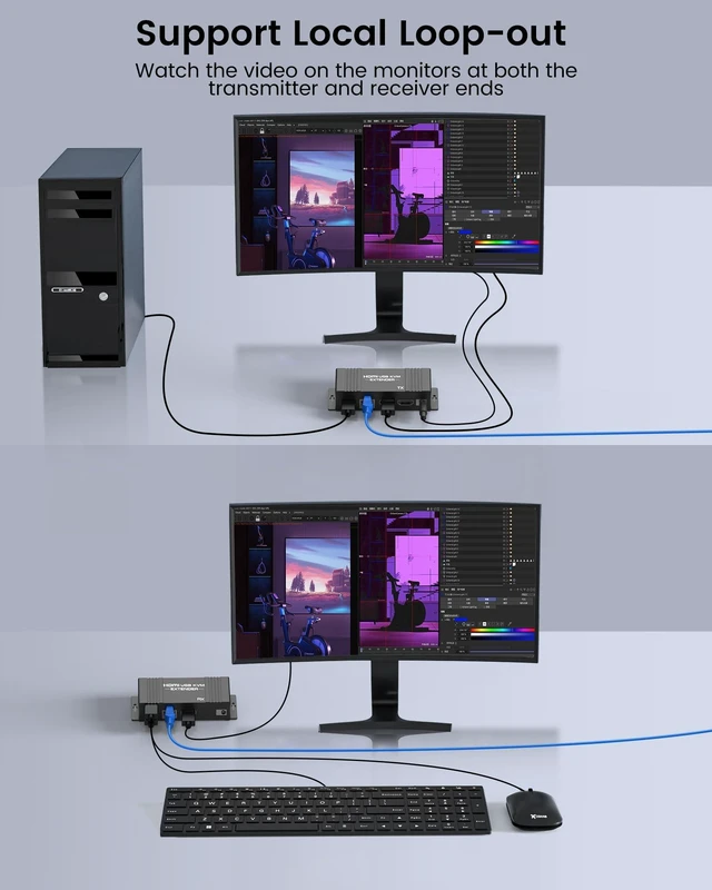 Alt view image 4 of 5 - 164ft/50m HDMI KVM USB Extender Over Cat 5e/6/7