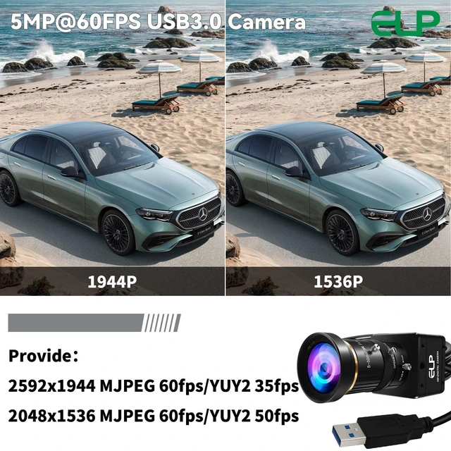 Alt view image 5 of 5 - ELP 5MP 60FPS Global Shutter USB3.0 Camera Manual Zoom Webcam for Computer UVC USB3.0/2.0 CS Mount PC Camera High Speed Lightburn Cameras Varifocal Webcamera 5-50mm 10X Zoom Close-up Cam for Laptop