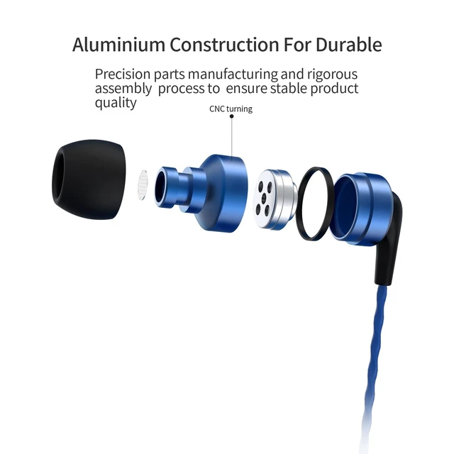 Alt view image 4 of 5 - SoundMAGIC E80 Wired Earbuds, No Mic, Wide Soundstage, 3.5mm Jack, Blue