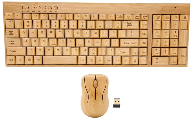 Main image of ciciglow Bamboo Keyboard and Mouse, 2.4GHz Computer Devices with USB Receiver, Optional 1200DPI MouseCompact KeyboardWireless Keyboard and Combo (Mouse and Keyboard