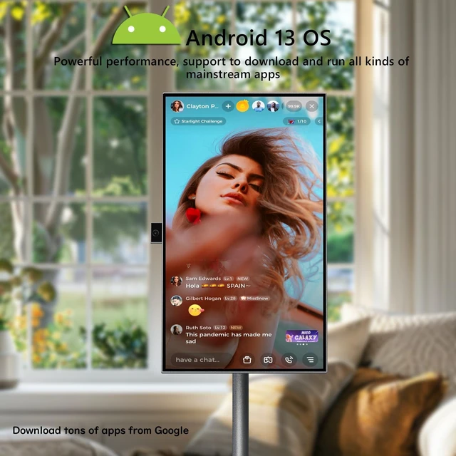 Alt view image 3 of 5 - 27" FHD Portable Smart TV,6GB+128GB Storage Android 13 Touch MonitorGray