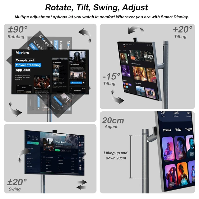 Alt view image 5 of 5 - 27" FHD Portable Smart TV,6GB+128GB Storage Android 13 Touch MonitorGray