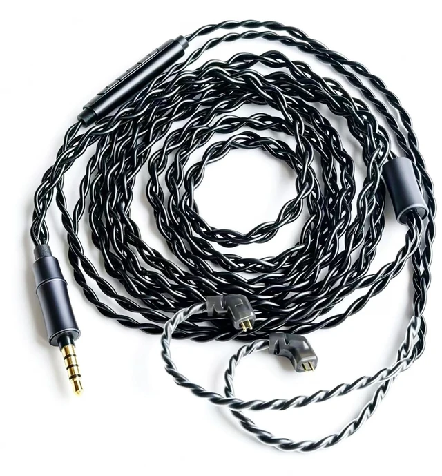 Main image of FAAEAL IEM Upgrade Cable,6N Silver Plated Earphone Replacement Audio Cord,QDC 2Pin in Ear Monitor Cable for KZ ZS10 PRO AS16 ZSN ZSX TRN MT1 3.5mm w/mic (Recessed 2pin 6.5ft) Black