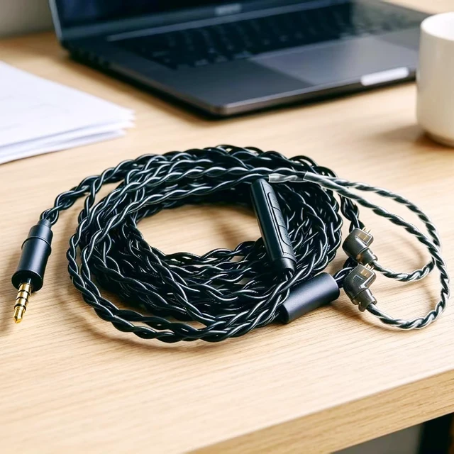 Alt view image 5 of 5 - FAAEAL IEM Upgrade Cable,6N Silver Plated Earphone Replacement Audio Cord,QDC 2Pin in Ear Monitor Cable for KZ ZS10 PRO AS16 ZSN ZSX TRN MT1 3.5mm w/mic (Recessed 2pin 6.5ft) Black