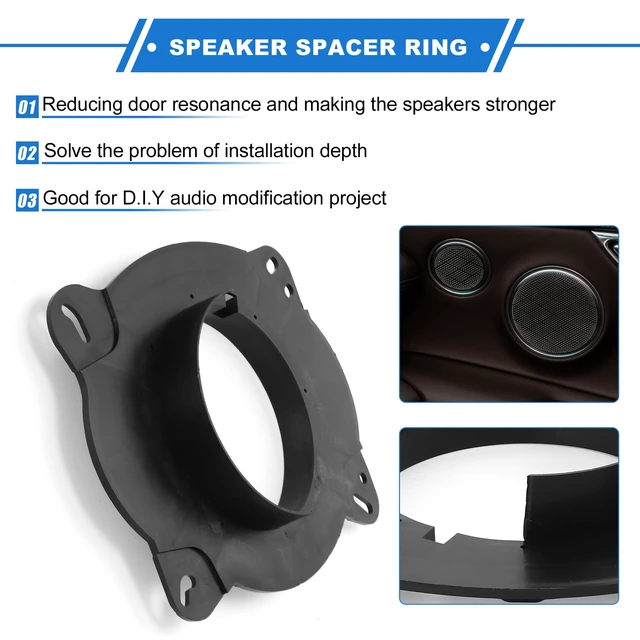 Alt view image 3 of 5 - VekAuto 2 Pcs Speaker Spacer Ring Tweeter Speaker Spacer Adapter for Toyota Camry 2002-2017 Waterproof for 6.5'' ABS Black Front