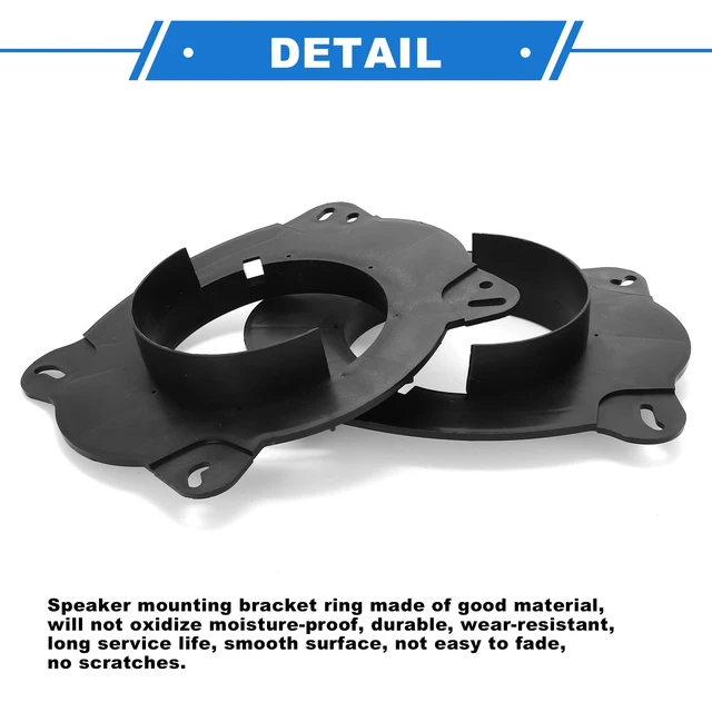 Alt view image 4 of 5 - VekAuto 2 Pcs Speaker Spacer Ring Tweeter Speaker Spacer Adapter for Toyota Camry 2002-2017 Waterproof for 6.5'' ABS Black Front