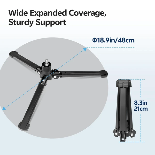 Alt view image 2 of 5 - TONYBOO Monopod Tripod Base, Heavy Duty Aluminum Monopod Support Feet with 3/8-Inch Screw, Foldable Desktop Mini Tripod Stand for DSLR Camera, Stabilizer, Camcorder, Outdoor Photography-TM-5
