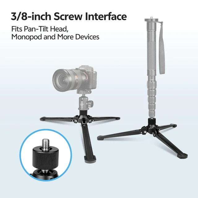 Alt view image 4 of 5 - TONYBOO Monopod Tripod Base, Heavy Duty Aluminum Monopod Support Feet with 3/8-Inch Screw, Foldable Desktop Mini Tripod Stand for DSLR Camera, Stabilizer, Camcorder, Outdoor Photography-TM-5