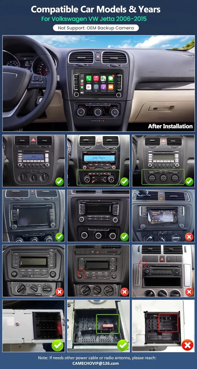 Alt view image 2 of 5 - Car Stereo for Volkswagen VW Jetta 2006-2015, Wireless CarPlay Android Auto