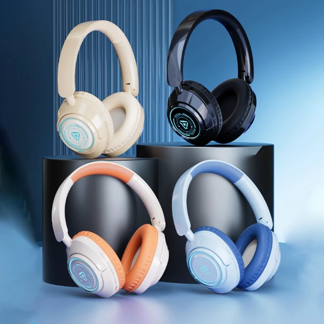 Alt view image 3 of 5 - Over Ear Bluetooth Headphones, RGB Wireless Headset with ENC Mic, Dual Mode