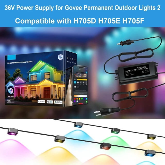 Alt view image 2 of 5 - 36V 2A Power Supply for Govee Permanent Outdoor Lights 2