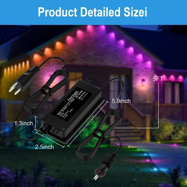 Alt view image 3 of 5 - 36V 2A Power Supply for Govee Permanent Outdoor Lights 2