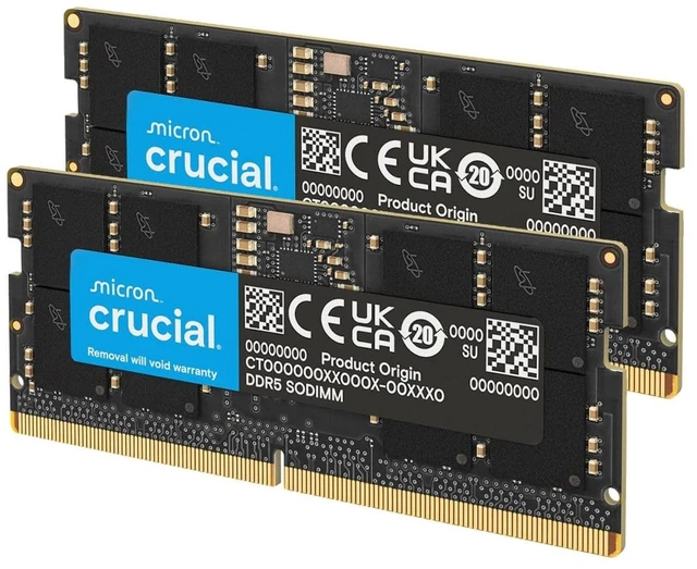Main image of Crucial 32GB DDR5 RAM Kit (2x16GB), 4800MHz CL40 Laptop Memory - Compatible with Intel 12th Gen and AMD Processors - CT2K16G48C40S5