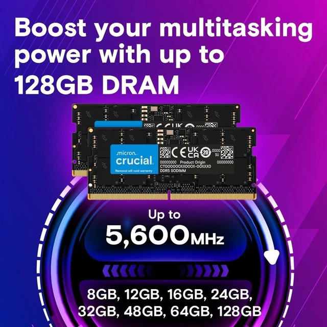 Alt view image 3 of 5 - Crucial 32GB DDR5 RAM Kit (2x16GB), 4800MHz CL40 Laptop Memory - Compatible with Intel 12th Gen and AMD Processors - CT2K16G48C40S5