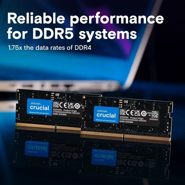 Alt view image 2 of 5 - Crucial 32GB DDR5 RAM Kit (2x16GB), 4800MHz CL40 Laptop Memory - Compatible with Intel 12th Gen and AMD Processors - CT2K16G48C40S5