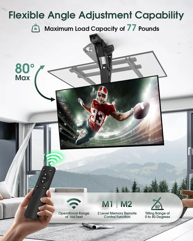 Alt view image 2 of 5 - Zontera Motorized TV Mount for 23 to 55 Inch Screens, Remote Control, Black