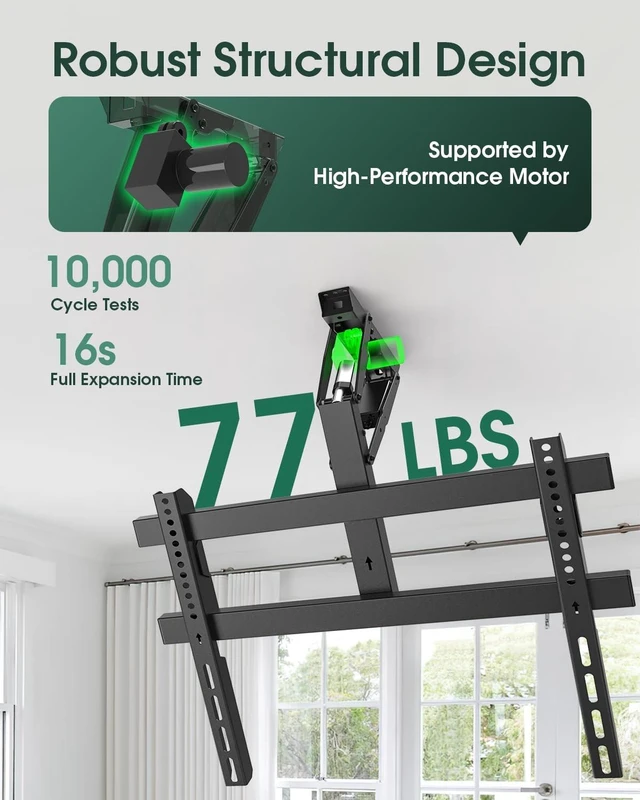 Alt view image 3 of 5 - Zontera Motorized TV Mount for 23 to 55 Inch Screens, Remote Control, Black