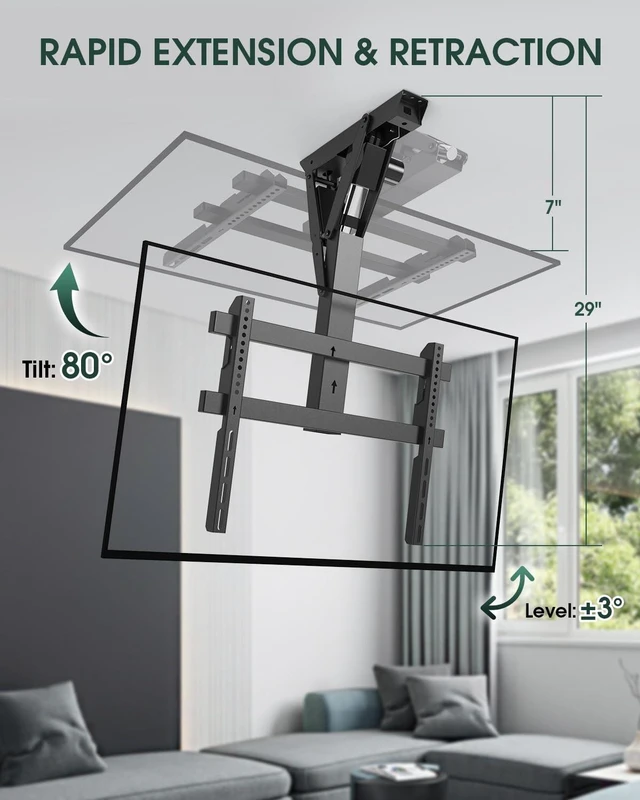 Alt view image 5 of 5 - Zontera Motorized TV Mount for 23 to 55 Inch Screens, Remote Control, Black