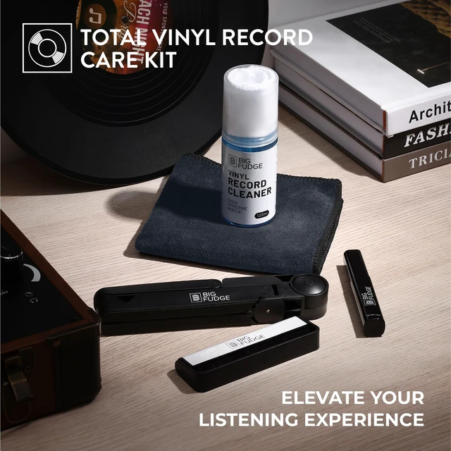 Alt view image 2 of 5 - Big Fudge Complete Vinyl Record Cleaning Kit - 6-in-1 Vinyl Cleaner - incl. Carbon Fiber Brush, Stylus Cleaner, Drying Stand, Microfiber Cloth & Towel - Record Player Accessories