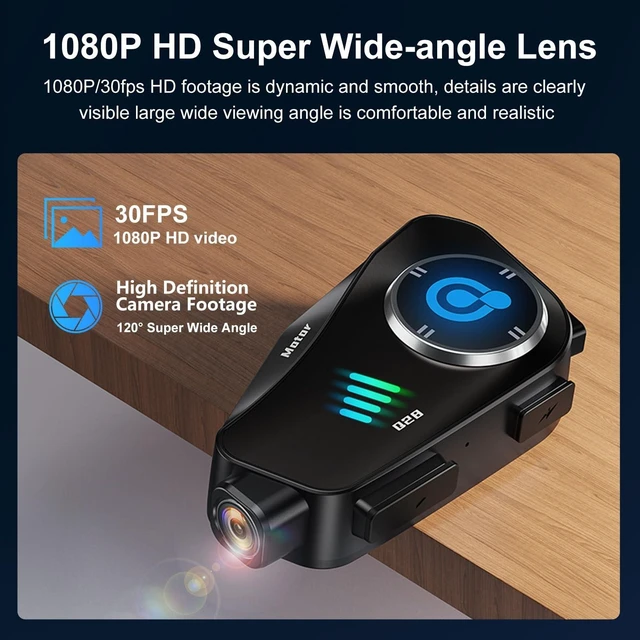 Alt view image 3 of 5 - BTQILEYOO Motorcycle Helmet Bluetooth Headset, Wireless Camera Recorder with 1080P, 120Wide AngleHD Video/Photo, Body 360Adjustment, Bluetooth 5.3, Smart Noise Reduction, IP66, 32GB TF Card