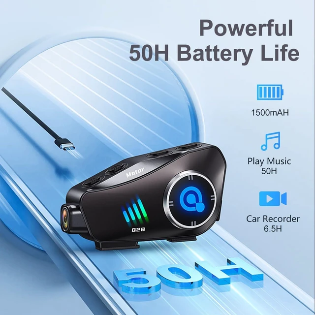 Alt view image 4 of 5 - BTQILEYOO Motorcycle Helmet Bluetooth Headset, Wireless Camera Recorder with 1080P, 120Wide AngleHD Video/Photo, Body 360Adjustment, Bluetooth 5.3, Smart Noise Reduction, IP66, 32GB TF Card
