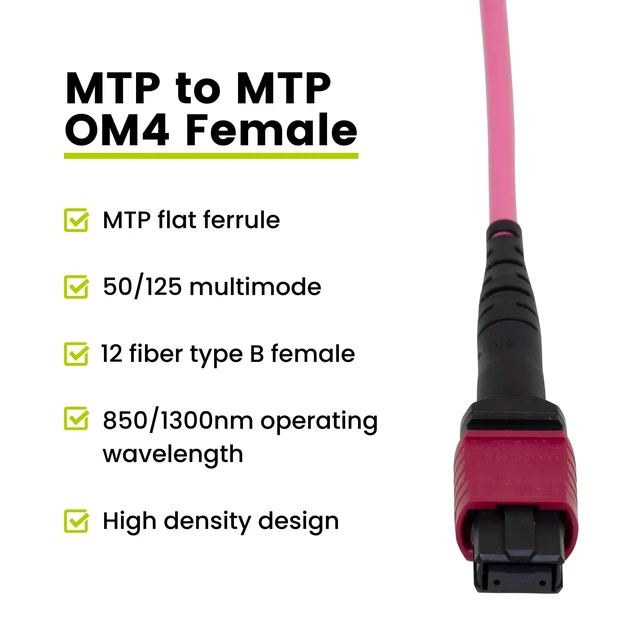 Alt view image 2 of 5 - TRUE CABLE MTP/MPO OM4 MM 12-Fiber Patch Cable Type B, OFNP, 15m (49.21ft)
