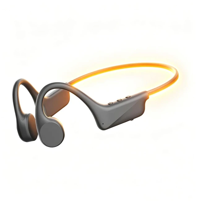 Main image of Night running bone conduction headphones, open-ear design, Bluetooth 6.0, IP54 water resistance, with glow-in-the-dark lights, 1012 hours of battery life, supports connection to two devices