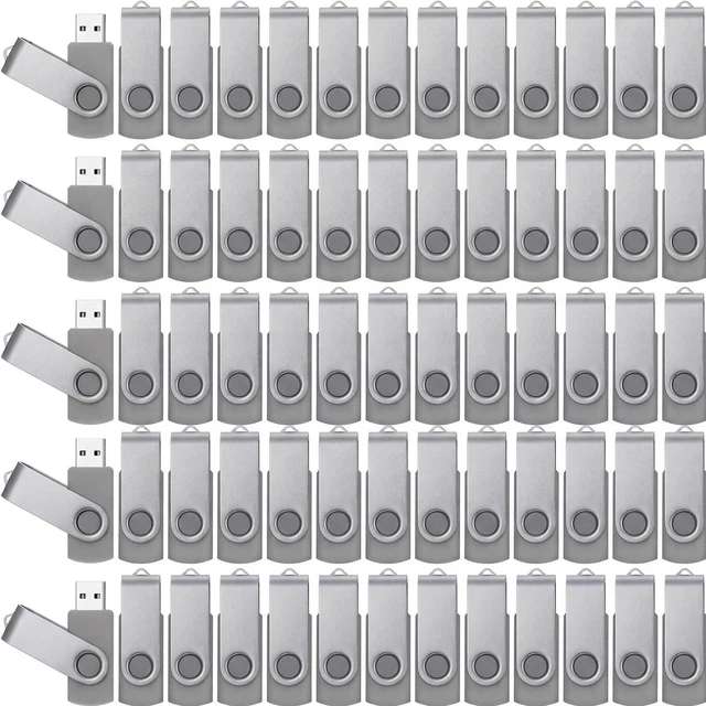 Main image of Kanayu 100 Pack 4gb USB 2.0 Flash Drives, Gray Swivel Thumb Drives