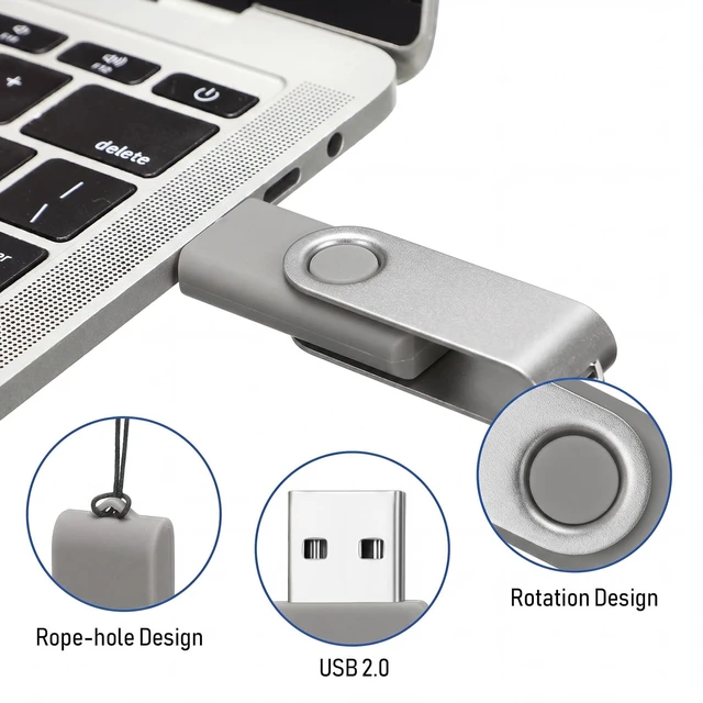 Alt view image 3 of 5 - Kanayu 100 Pack 4gb USB 2.0 Flash Drives, Gray Swivel Thumb Drives