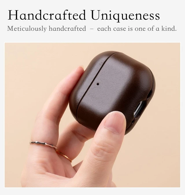 Alt view image 2 of 5 - HanFab Envelop Series - Leather Case for AirPods 5 / AirPods 4 - Coffee