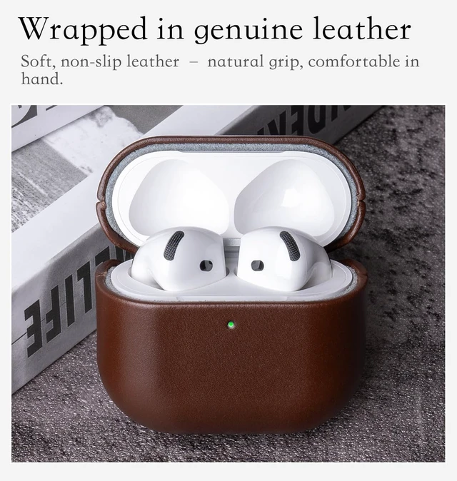 Alt view image 3 of 5 - HanFab Envelop Series - Leather Case for AirPods 5 / AirPods 4 - Coffee