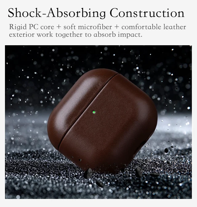 Alt view image 4 of 5 - HanFab Envelop Series - Leather Case for AirPods 5 / AirPods 4 - Coffee