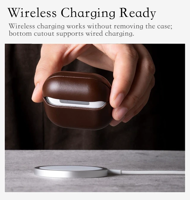 Alt view image 5 of 5 - HanFab Envelop Series - Leather Case for AirPods 5 / AirPods 4 - Coffee