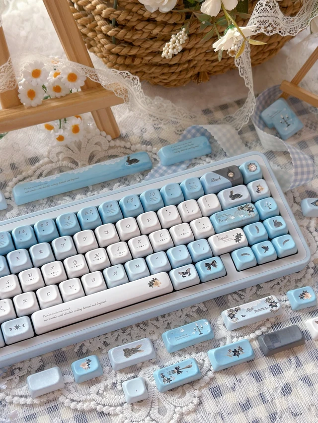 Alt view image 2 of 5 - ZERRIOY Cute PBT 145keys - Blue Animals Theme MOA Profile Keycaps Set.