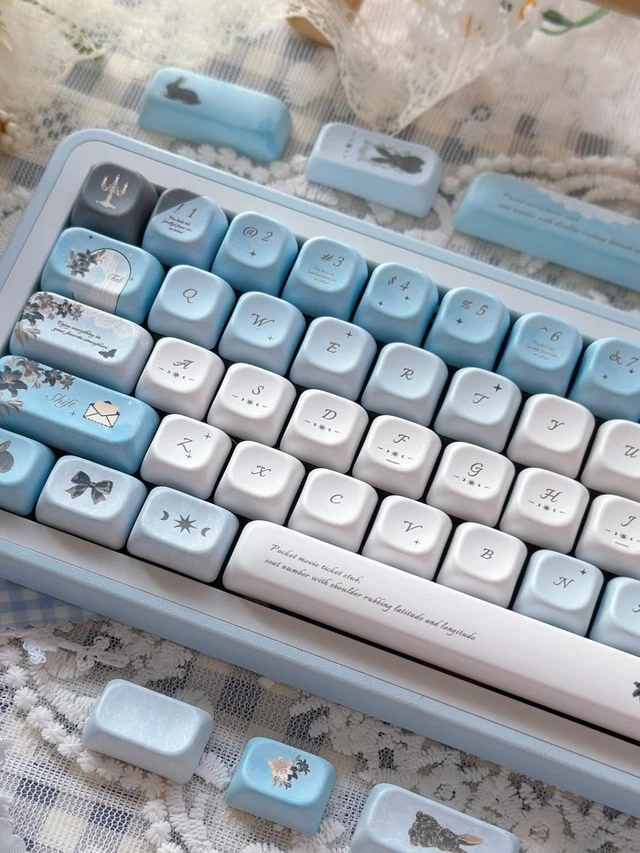 Alt view image 4 of 5 - ZERRIOY Cute PBT 145keys - Blue Animals Theme MOA Profile Keycaps Set.