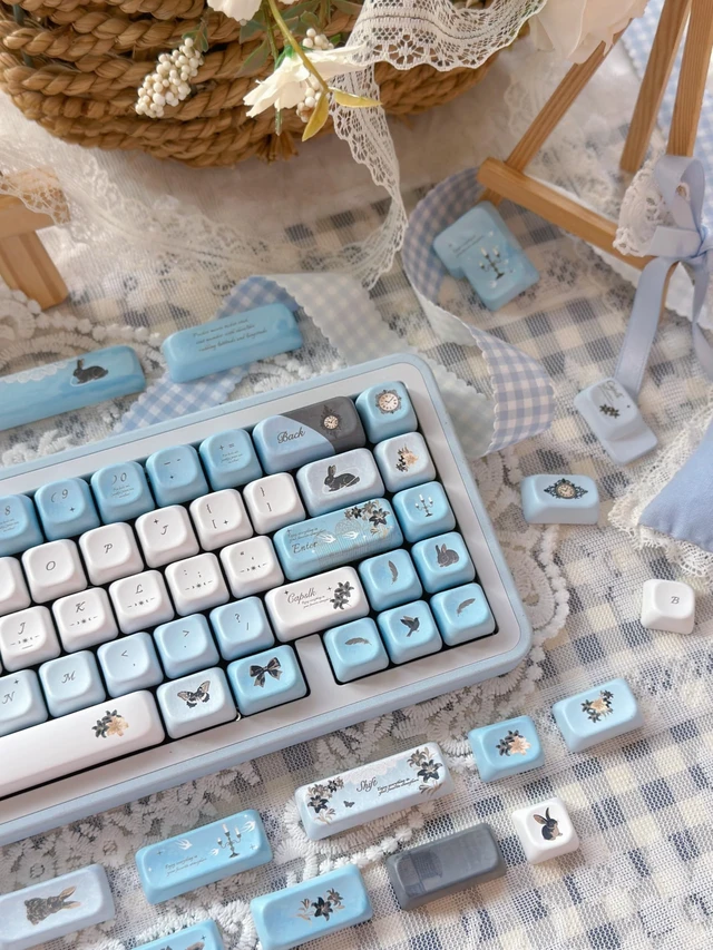 Alt view image 3 of 5 - ZERRIOY Cute PBT 145keys - Blue Animals Theme MOA Profile Keycaps Set.