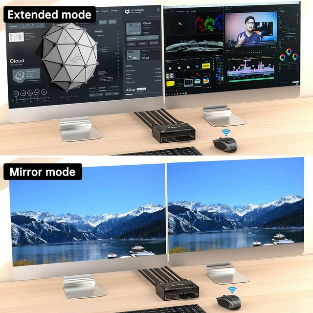 Alt view image 3 of 5 - KCEVE KVM Switch 2 Monitors 2 Computers Displayport 4K@144Hz
