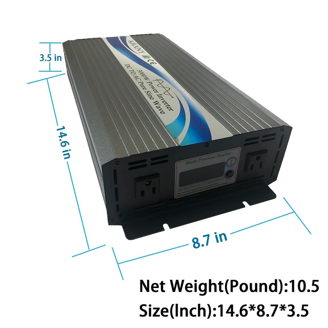 Alt view image 3 of 5 - KRXNY 3000W Off Grid Pure Sine Wave Power Inverter 48V DC to 110V 120V AC