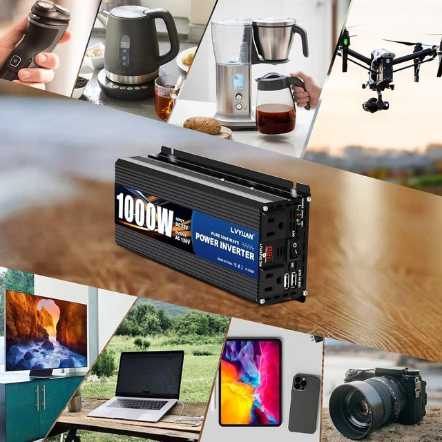 Alt view image 5 of 5 - LVYUAN 1000W Pure Sine Wave Power Inverter 12V DC to 110V/120V