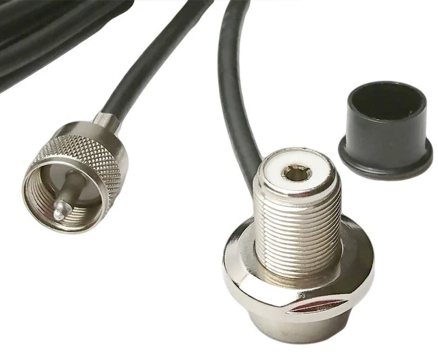 Main image of UngSung Vehicle Antenna Mount SO-239 UHF Female Right Angle Bulkhead to PL-259 UHF Male Connector with 14FT RG58/U Coaxial Cable for Compatible Antennas