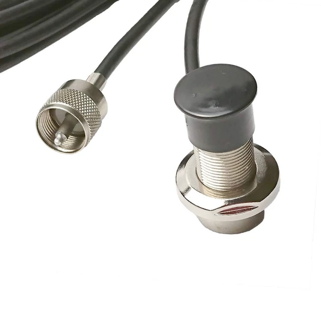 Alt view image 4 of 4 - UngSung Vehicle Antenna Mount SO-239 UHF Female Right Angle Bulkhead to PL-259 UHF Male Connector with 14FT RG58/U Coaxial Cable for Compatible Antennas