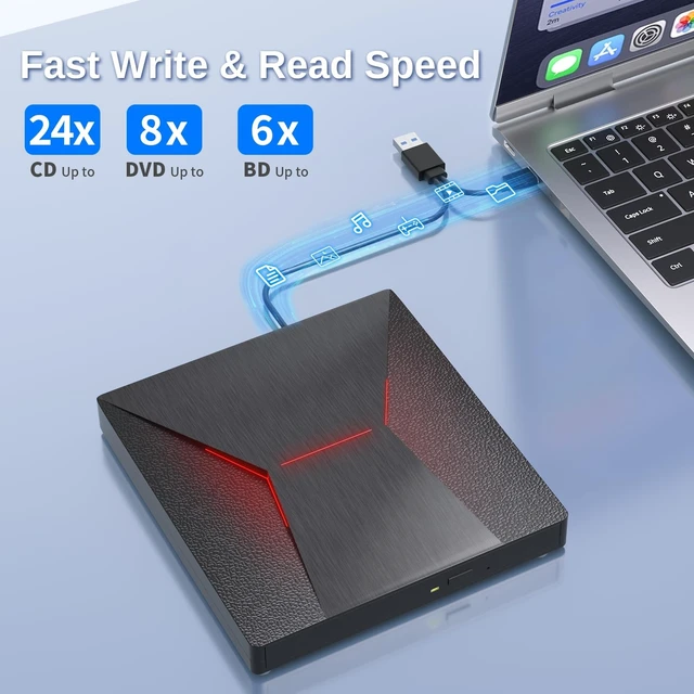 Alt view image 2 of 5 - wintale External Blueray/DVD Drive for PC, Plug & Play Blu Ray Burner