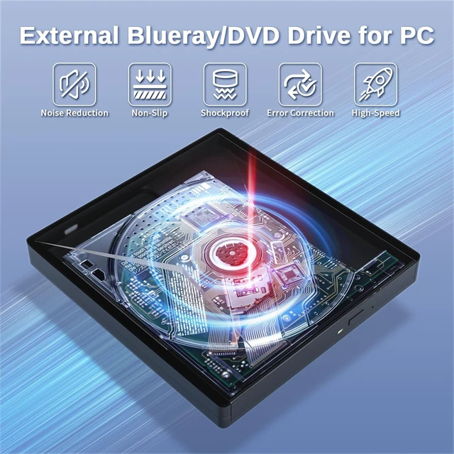 Alt view image 4 of 5 - wintale External Blueray/DVD Drive for PC, Plug & Play Blu Ray Burner