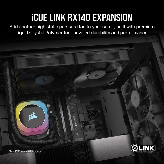 Alt view image 2 of 5 - CORSAIR iCUE Link RX140 140mm PWM Fan - Magnetic Dome Bearing - Single Fan - Black