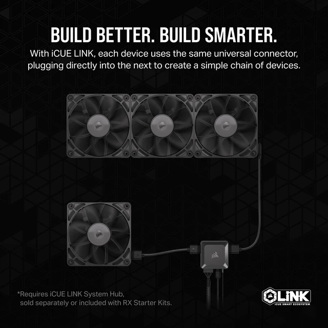 Alt view image 3 of 5 - CORSAIR iCUE Link RX140 140mm PWM Fan - Magnetic Dome Bearing - Single Fan - Black