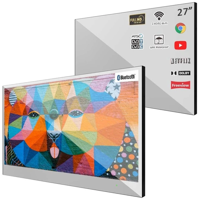 Main image of Soulaca 27 inches Smart Bathroom Mirror LED TV for Bathroom Android Shower Television Waterproof ATSC Vanishing Mirror for Bathtub