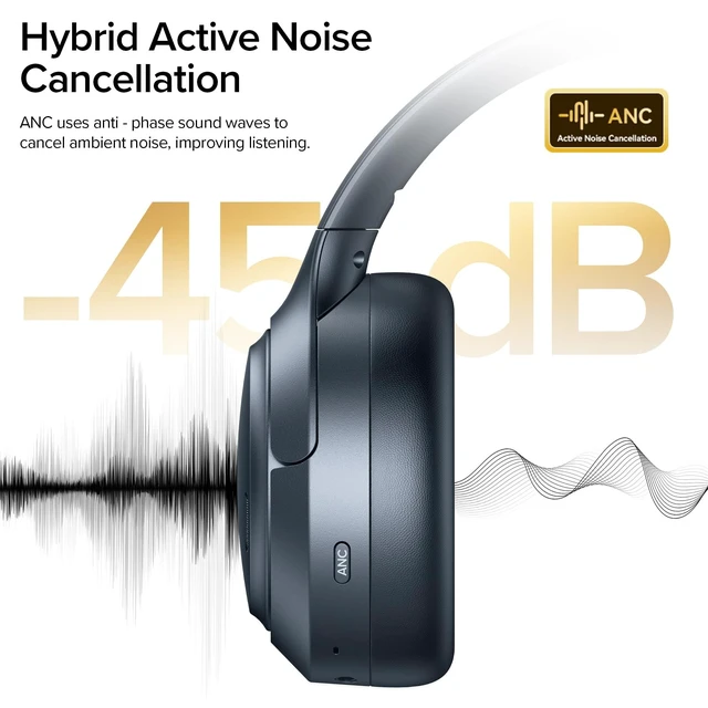 Alt view image 2 of 5 - TAGRY Wireless Over Ear Headphones Bluetooth, Hybrid ANC Low Latency Foldable Headset for Workout Travel Office