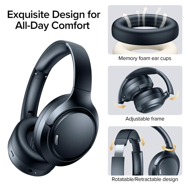 Alt view image 4 of 5 - TAGRY Wireless Over Ear Headphones Bluetooth, Hybrid ANC Low Latency Foldable Headset for Workout Travel Office